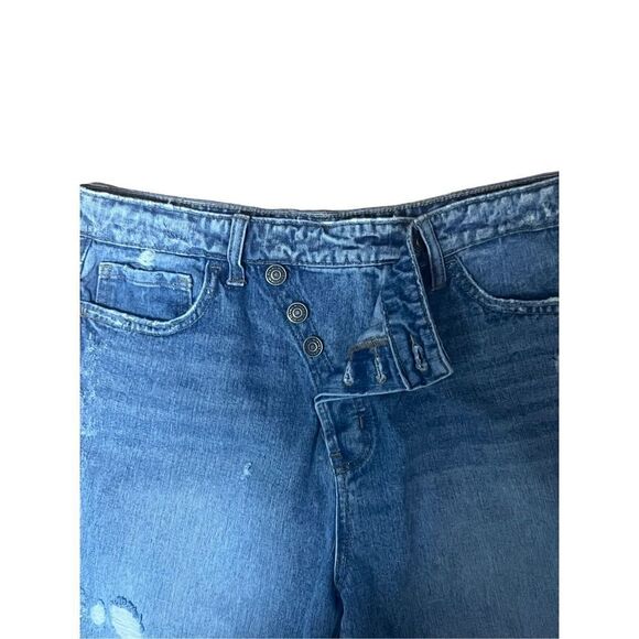 Flying monkey high rise straight raw hem button fly demin distressed jeans 9(29) - Picture 5 of 10